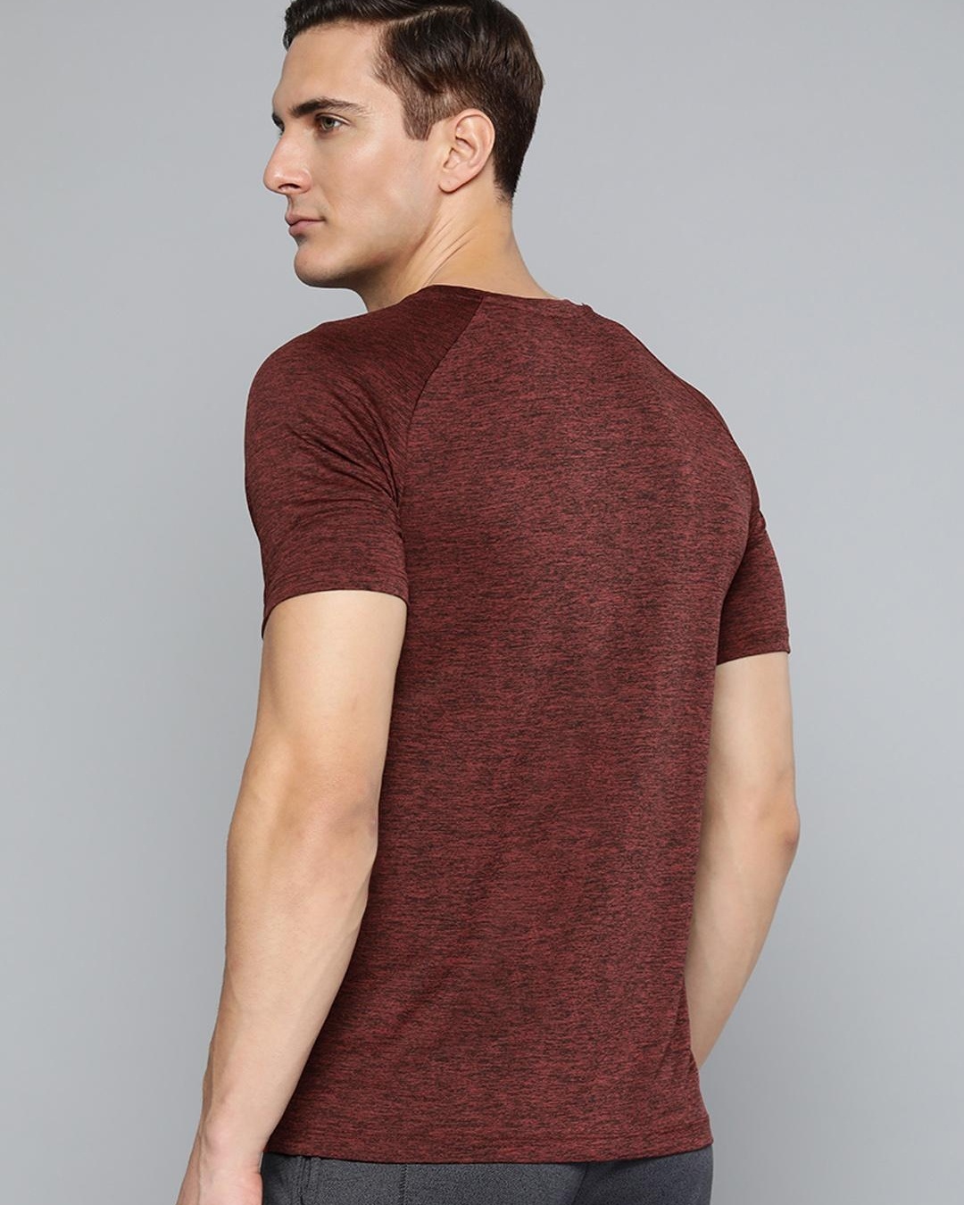 Shop Men's Maroon & Red Color Block Slim Fit T-shirt-Full