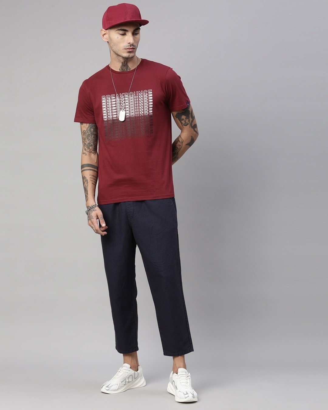 Shop Men's Maroon Regular Fit Printed Tshirt