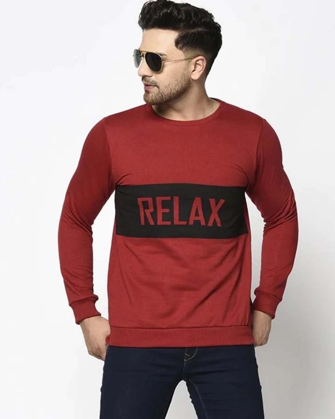Shop Men's Maroon Relax Typography Sweatshirt-Front