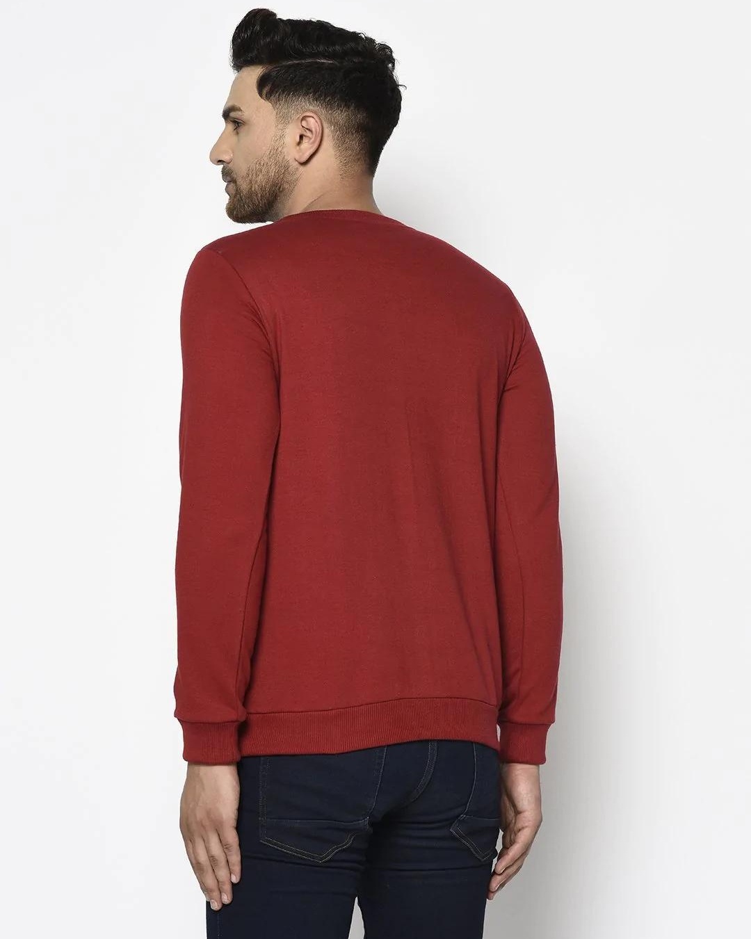 Shop Men's Maroon Relax Typography Sweatshirt-Full