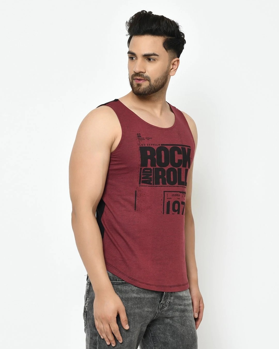 Shop Men's Maroon Rock & Roll Typography T-shirt-Design