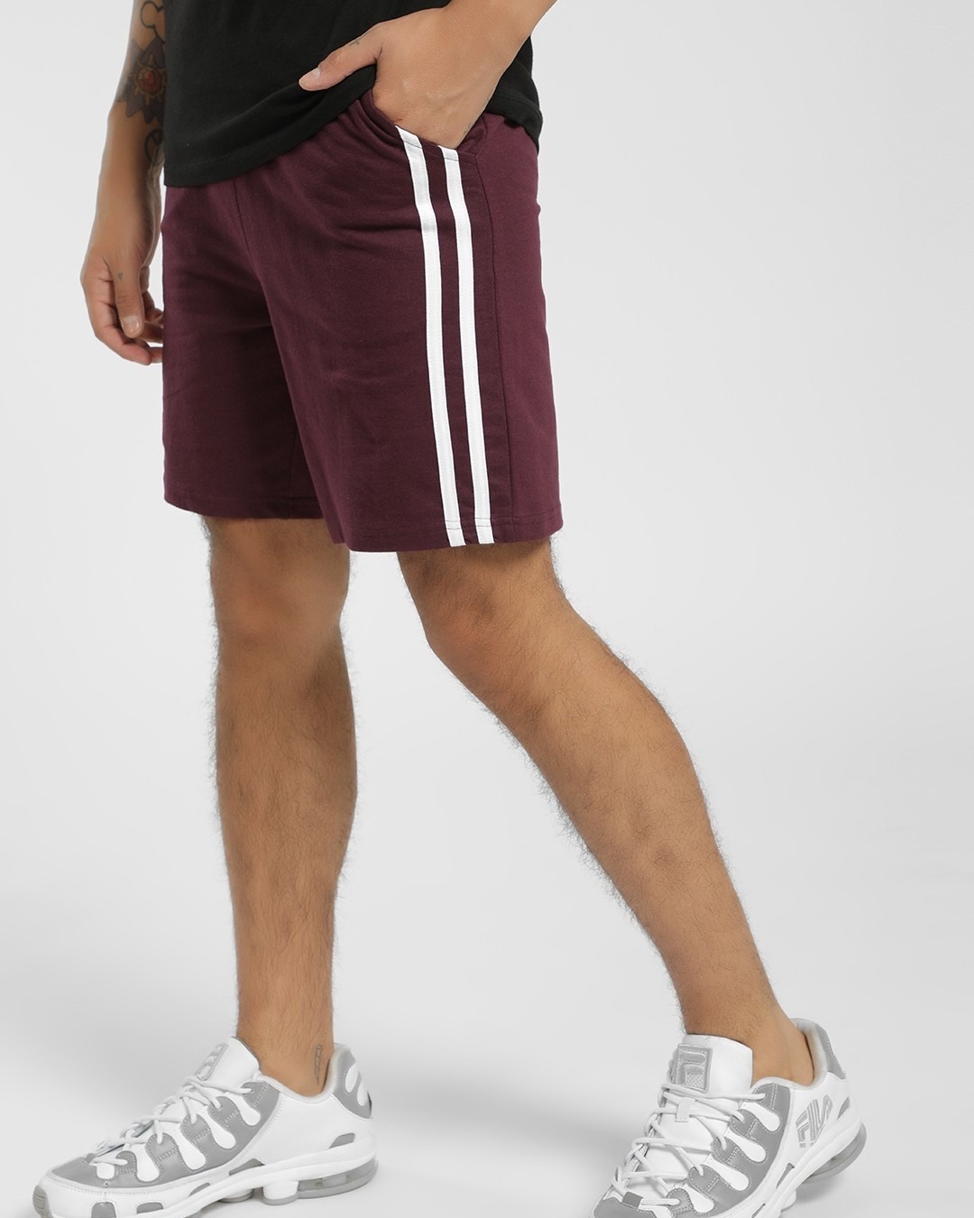 Buy Men's Maroon Side Striped Shorts for Men Maroon Online at Bewakoof
