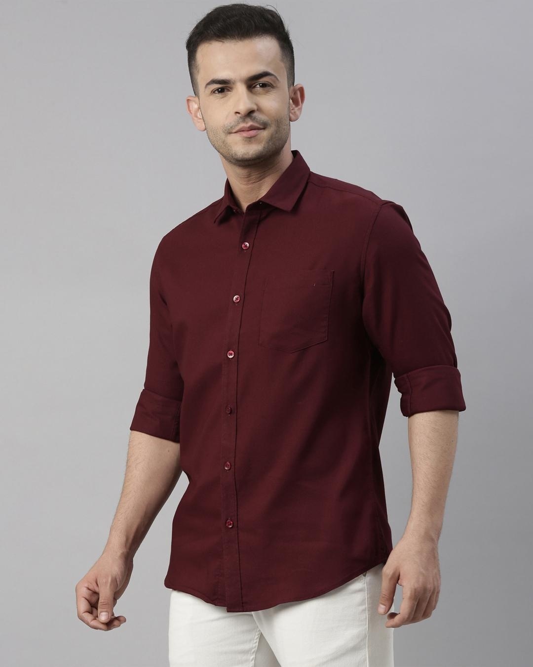 Shop Men's Maroon Slim Fit Shirt-Design