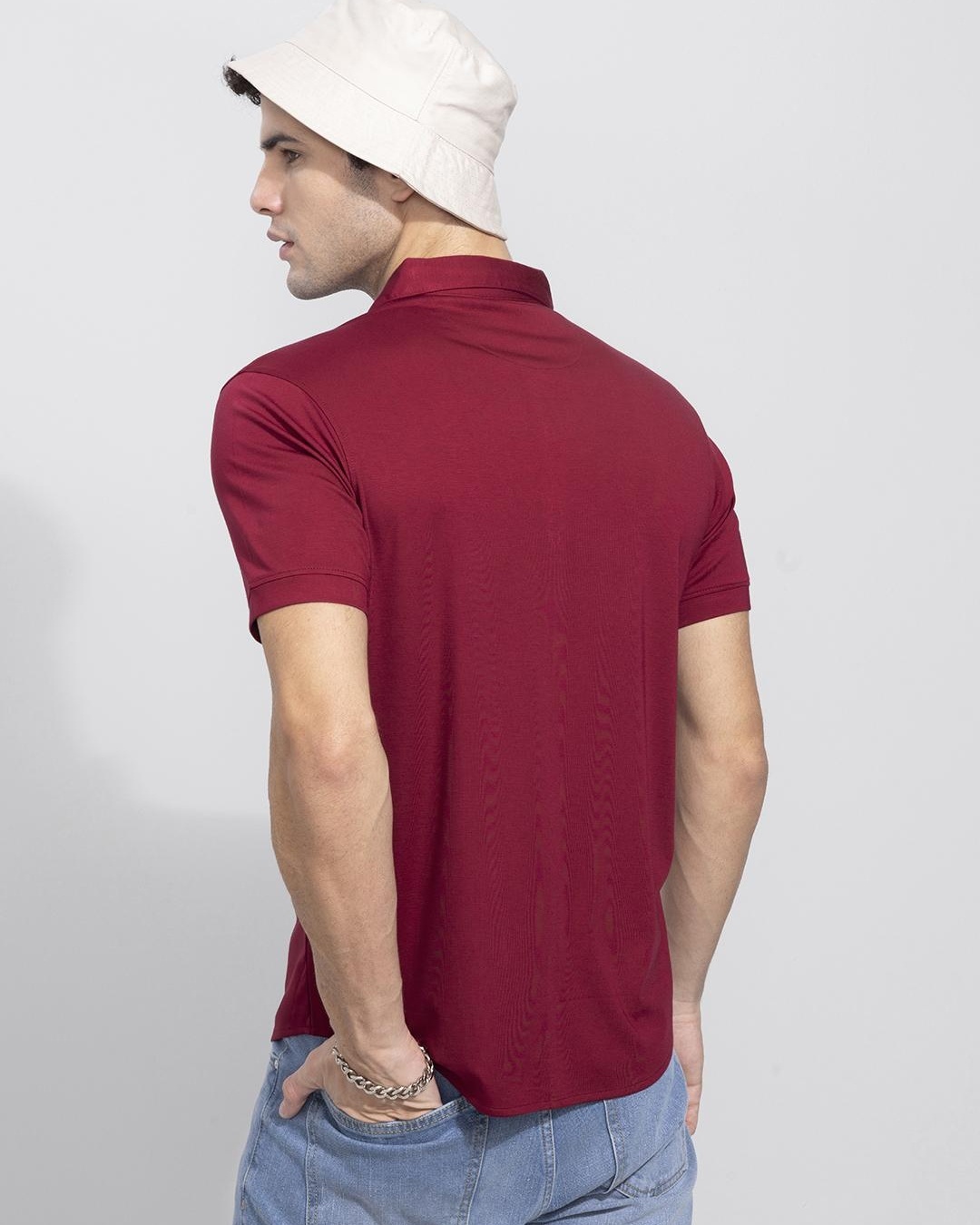 Shop Men's Maroon Slim Fit Shirt-Design
