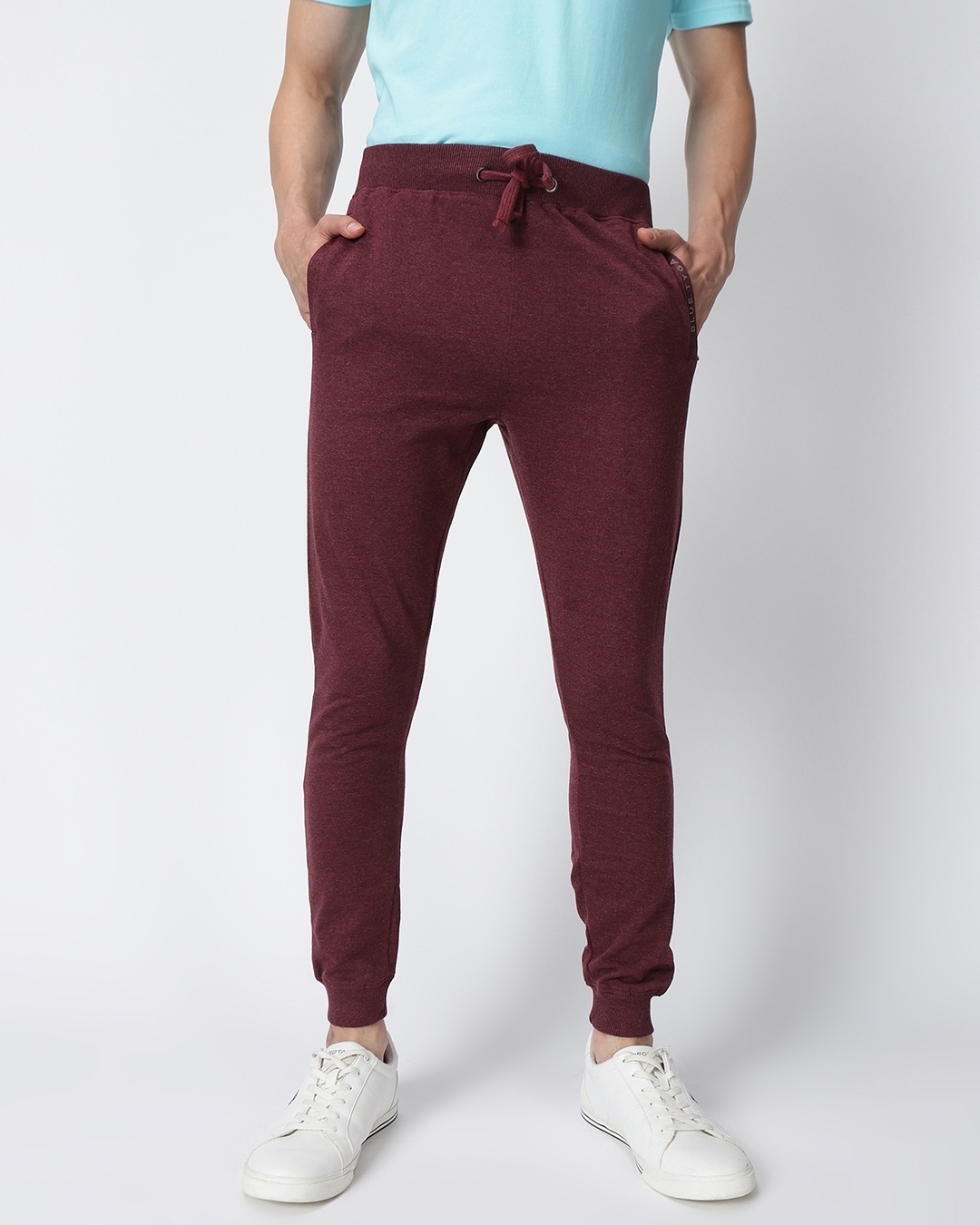 Shop Men's Maroon Slim Fit Trackpant-Front