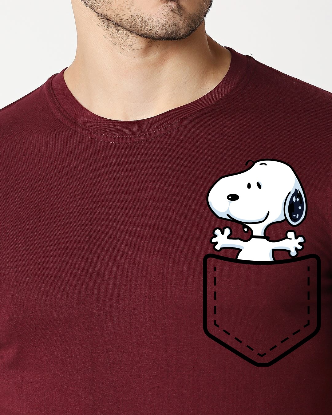Buy Men's Maroon Snoopy Printed T-shirt for Men Maroon Online at Bewakoof