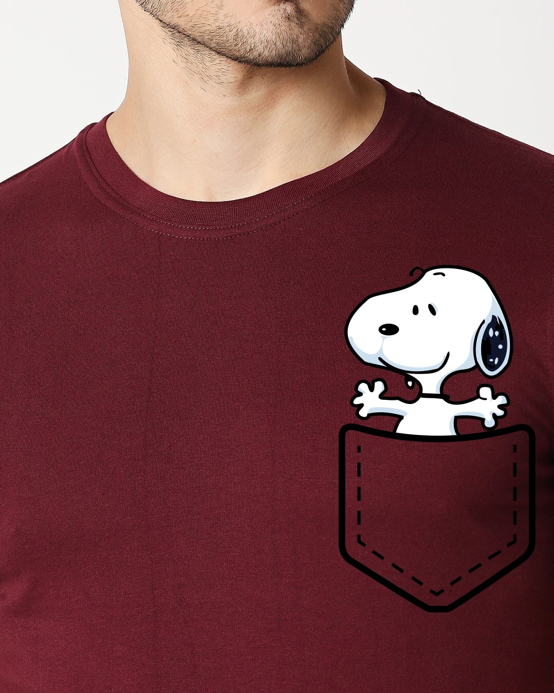 Buy Men's Maroon Snoopy Printed Tshirt for Men Maroon Online at Bewakoof