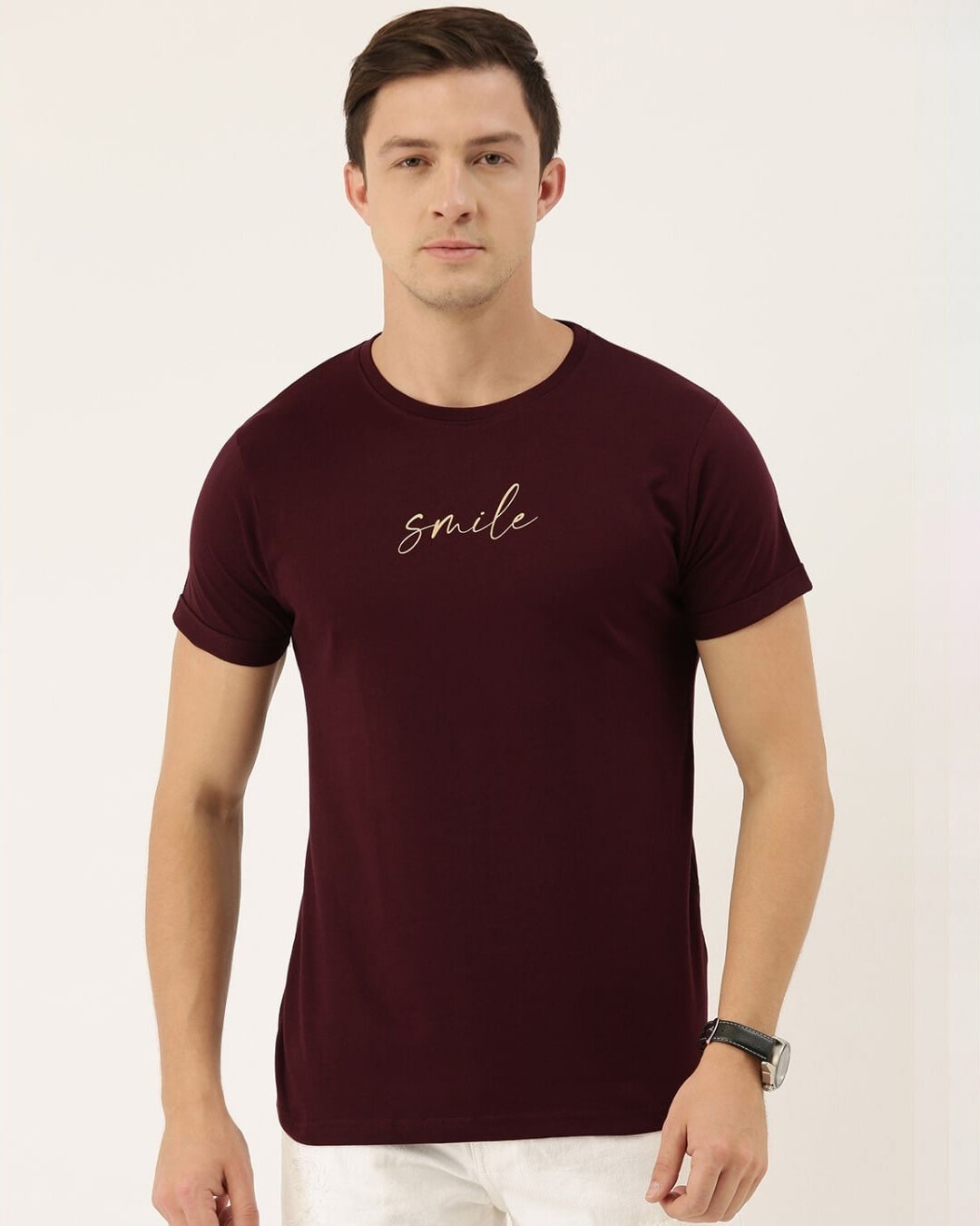 Shop Men's Maroon Typography T-shirt-Front