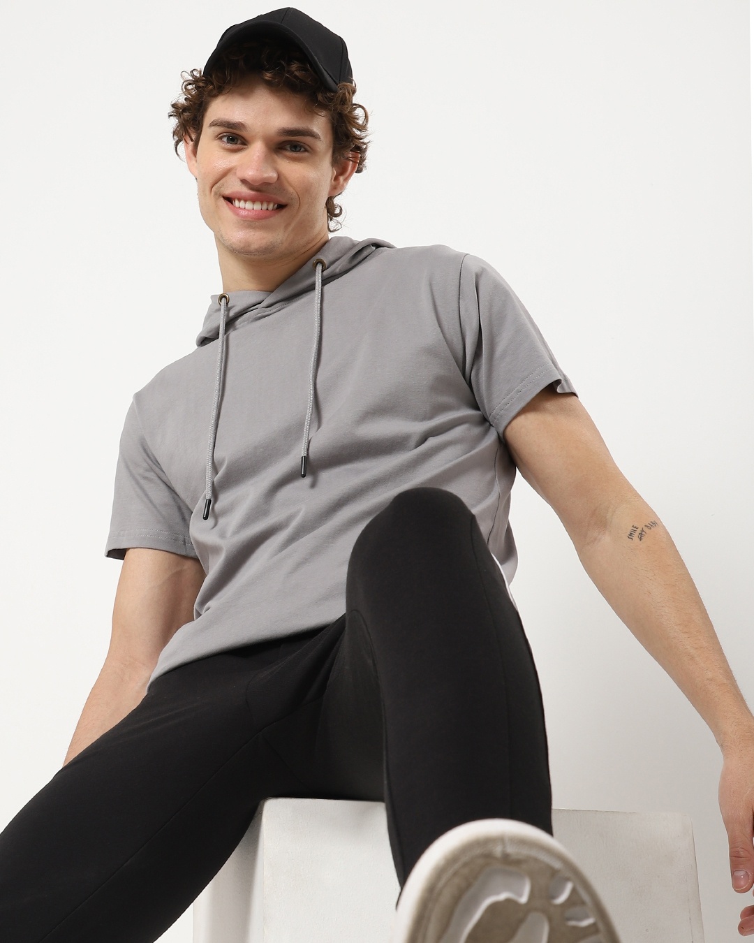 Shop Men's Meteor Grey Hoodie T-shirt-Front