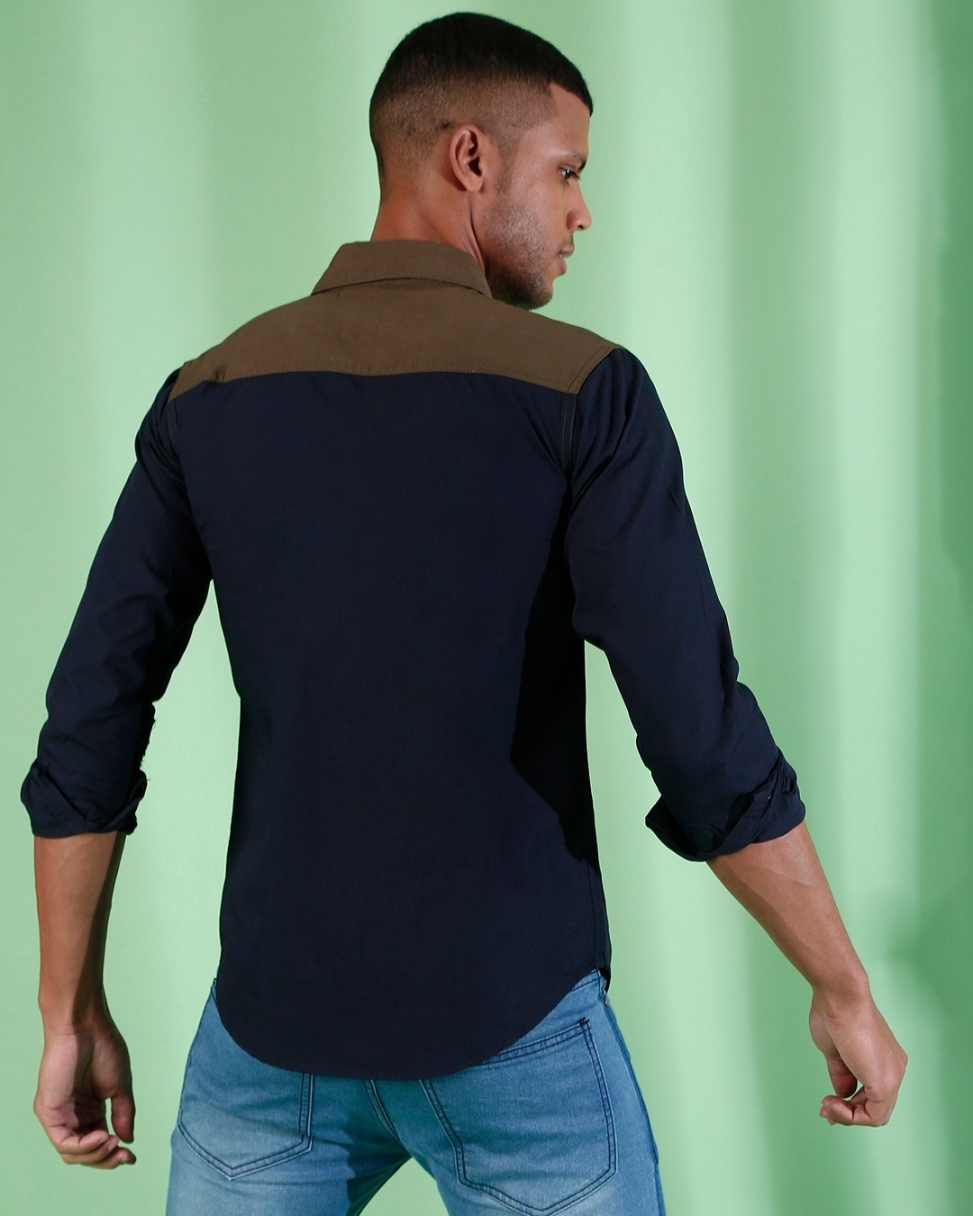 Shop Men's Multicolor Color Block Regular Fit Shirt-Back
