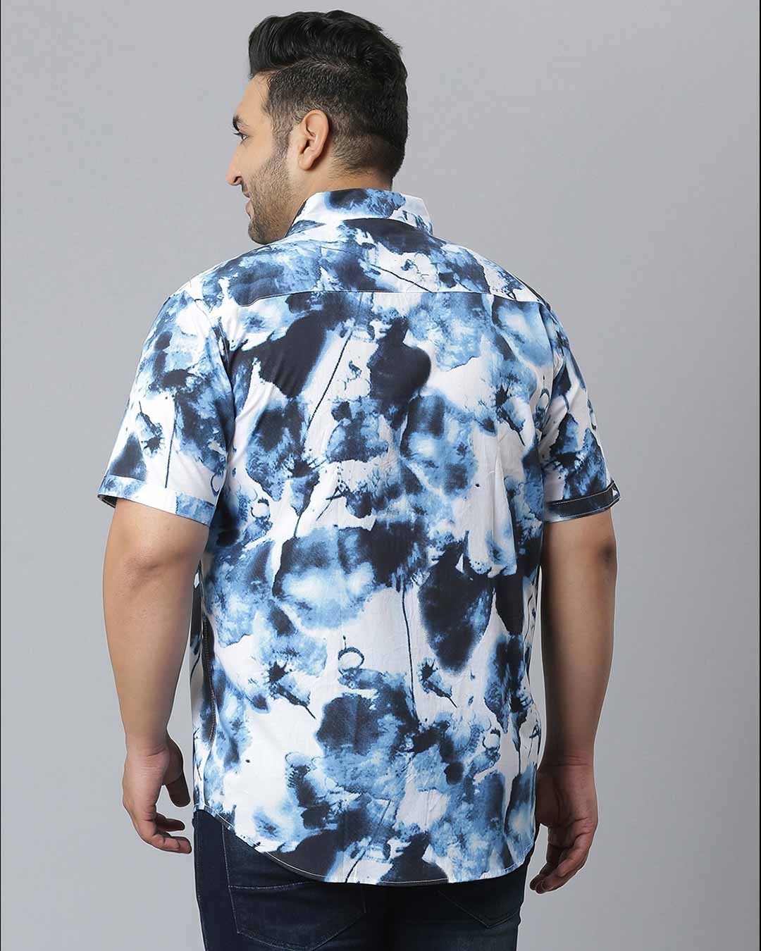 Shop Men's Multicolor Graphic Design Stylish Half Sleeve Casual Shirt-Back