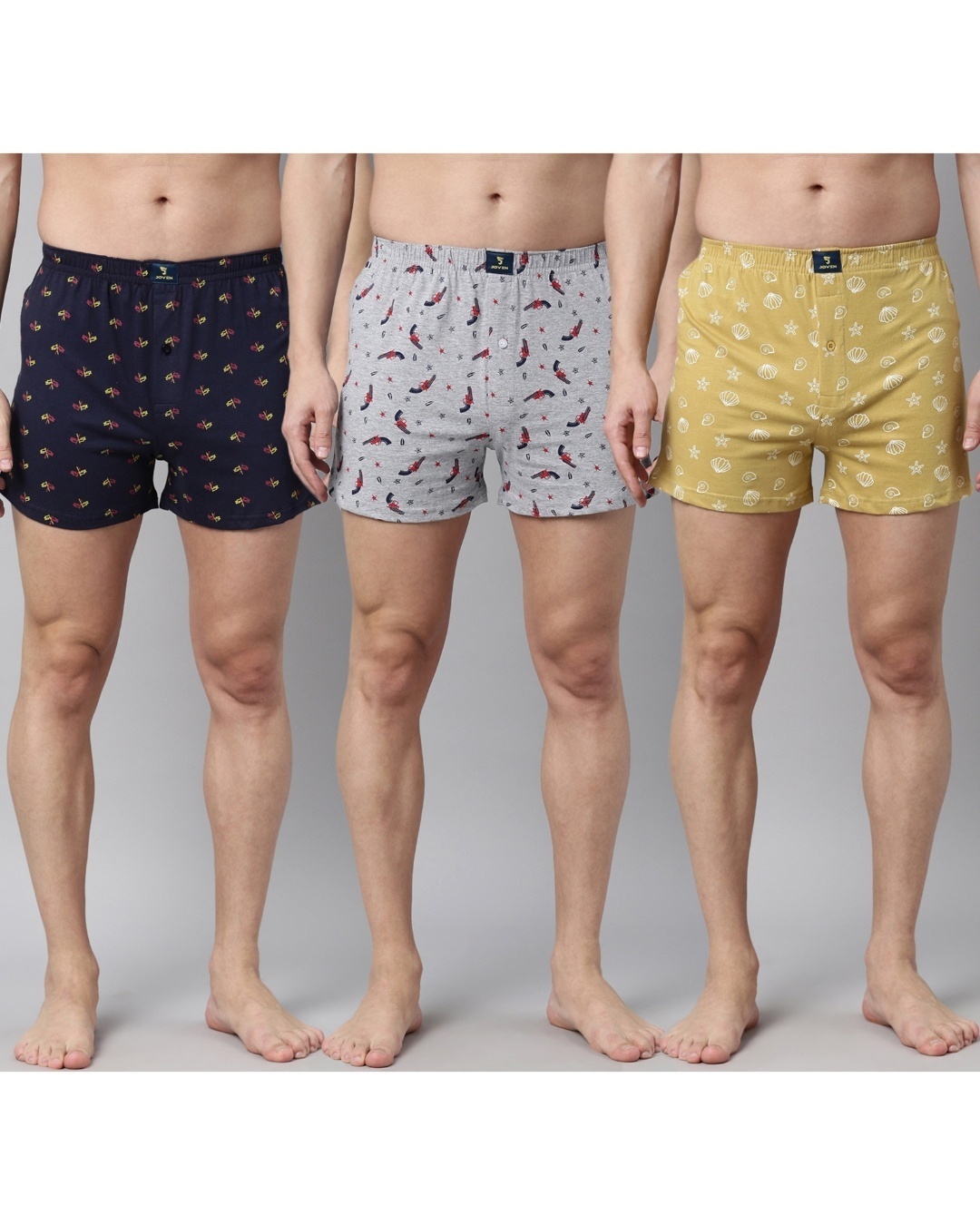 Shop Men's Multicolor Printed Regular Fit Boxer (Pack of 3)-Front