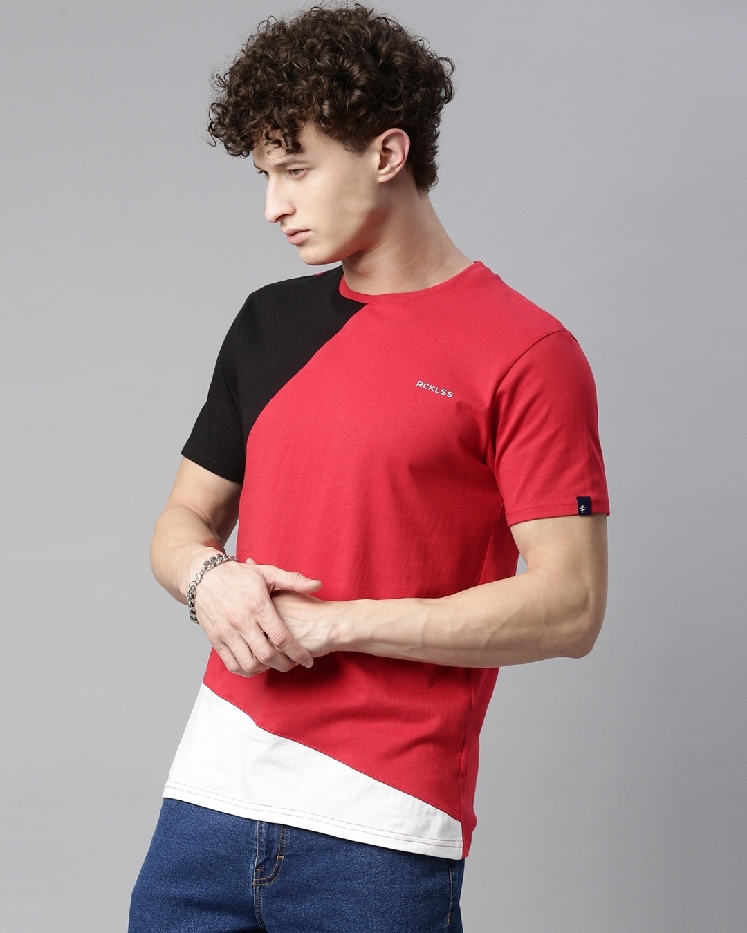 Shop Men's Multicolor Regular Fit Color Bloc T-shirt-Design
