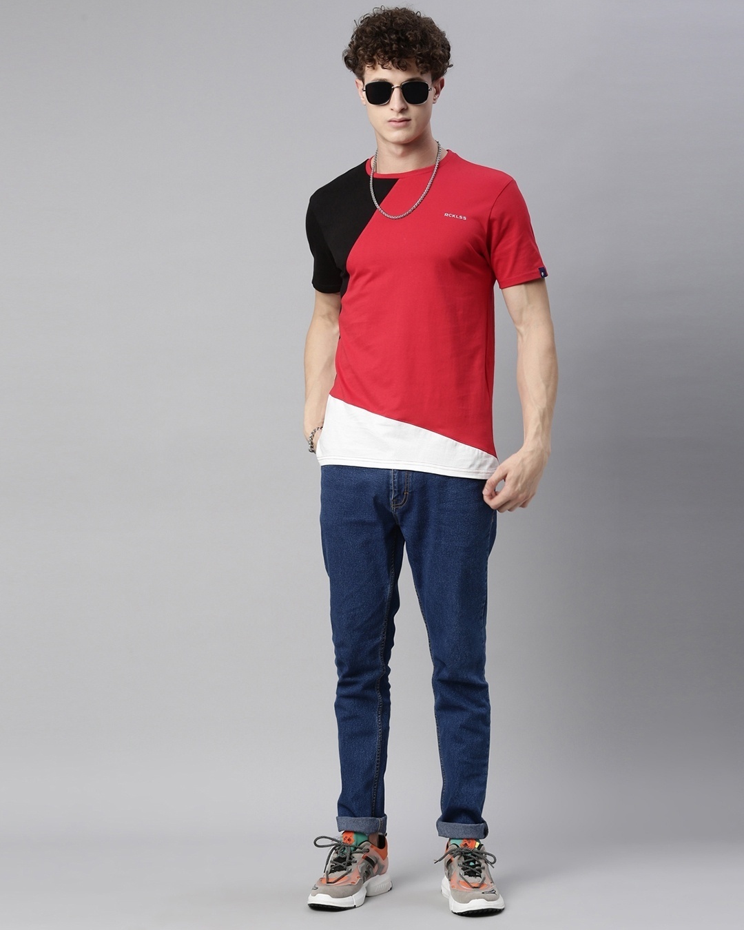 Shop Men's Multicolor Regular Fit Color Bloc T-shirt