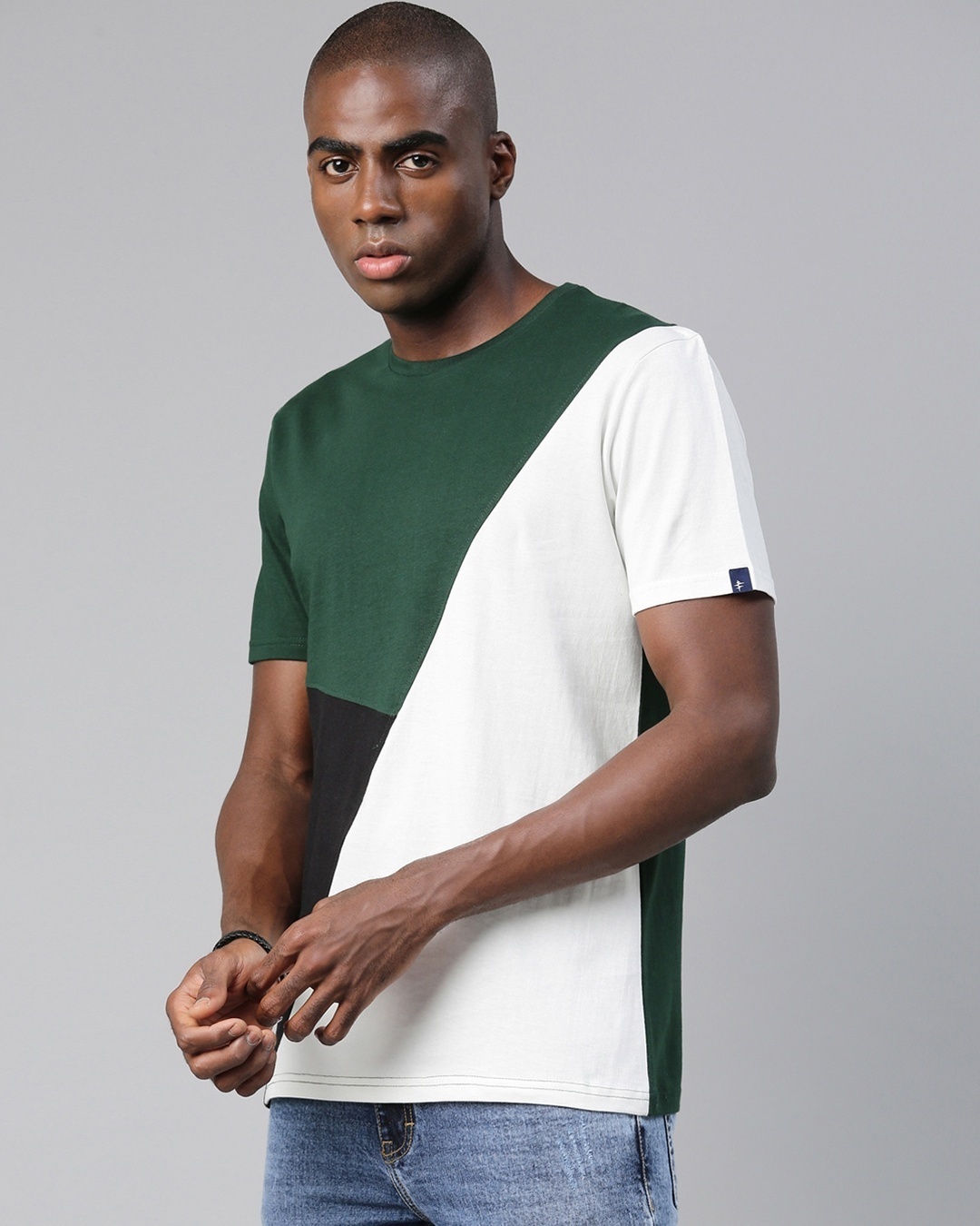 Shop Men's Multicolor Regular Fit Color Bloc T-shirt-Design