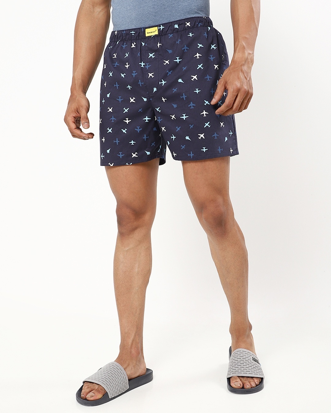 Shop Men's Navy All Over Airoplane Printed Boxers-Back
