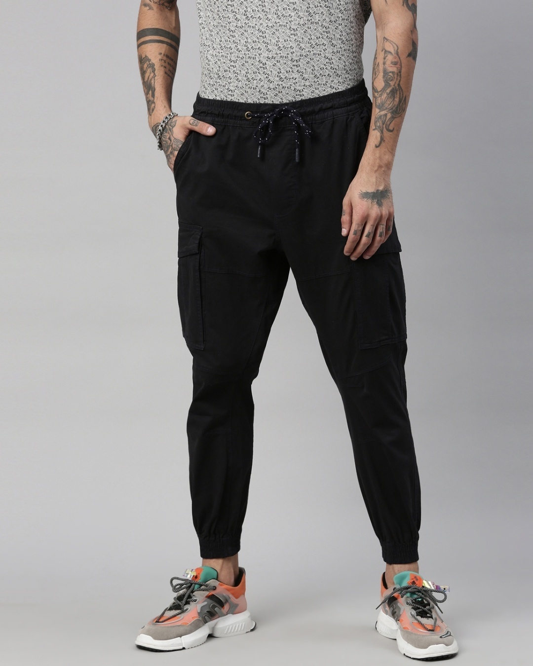 Shop Men's Navy Blue Relaxed Fit Jogger-Front