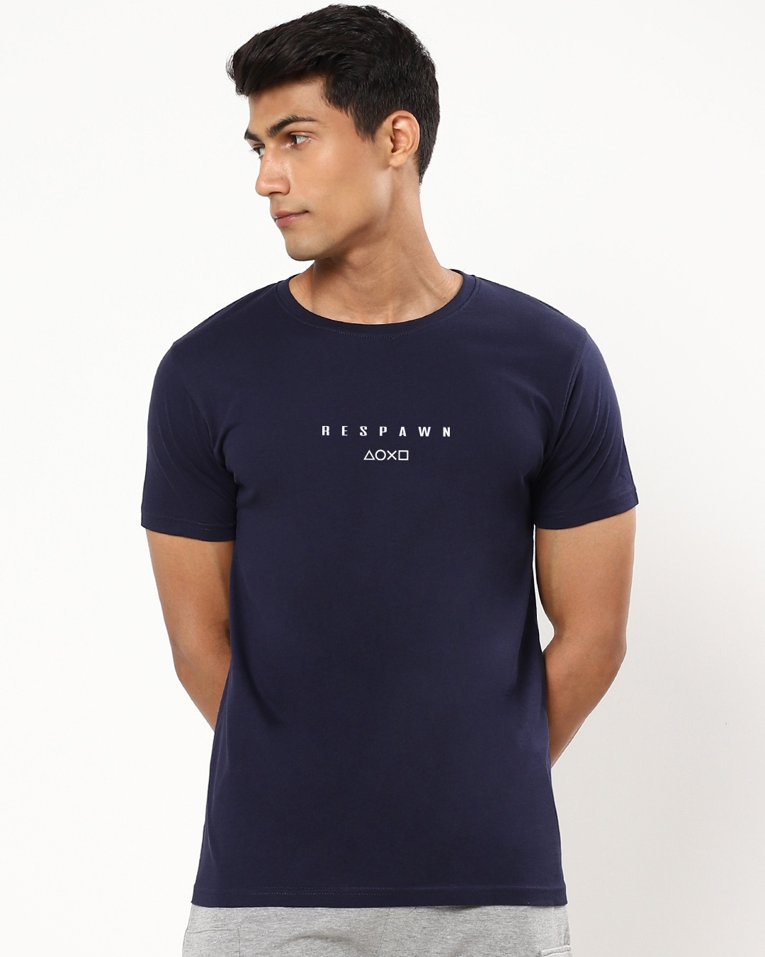 Shop Men's Navy Blue Respawn Gamer Printed T-Shirt-Back