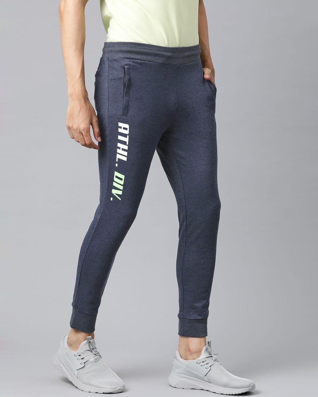 Shop Men's Navy Blue Solid Slim Fit Track Pants-Design