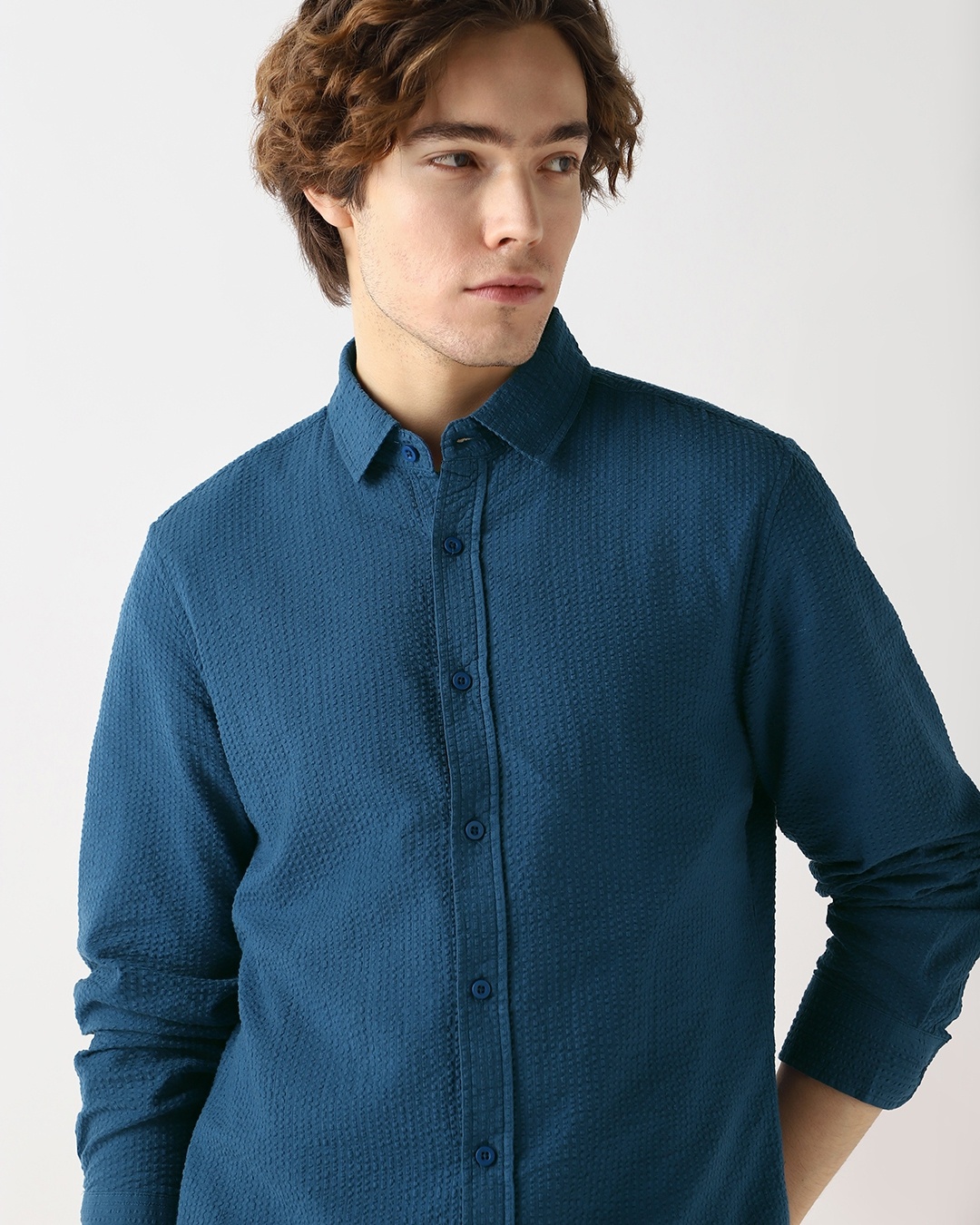 Nevian Atlantic Navy Textured Shirt