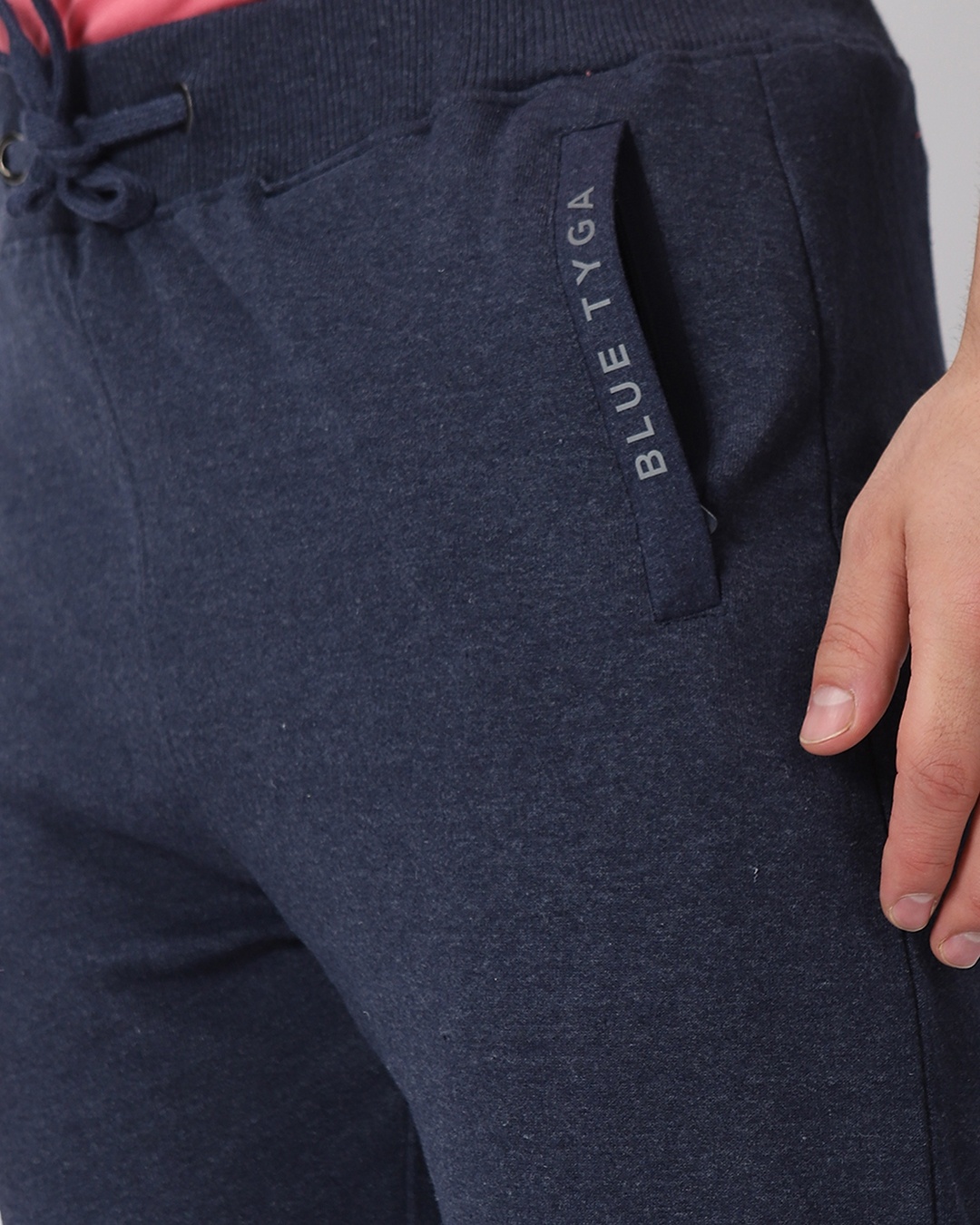 Shop Men's Navy Melange Slim Fit Trackpant-Full