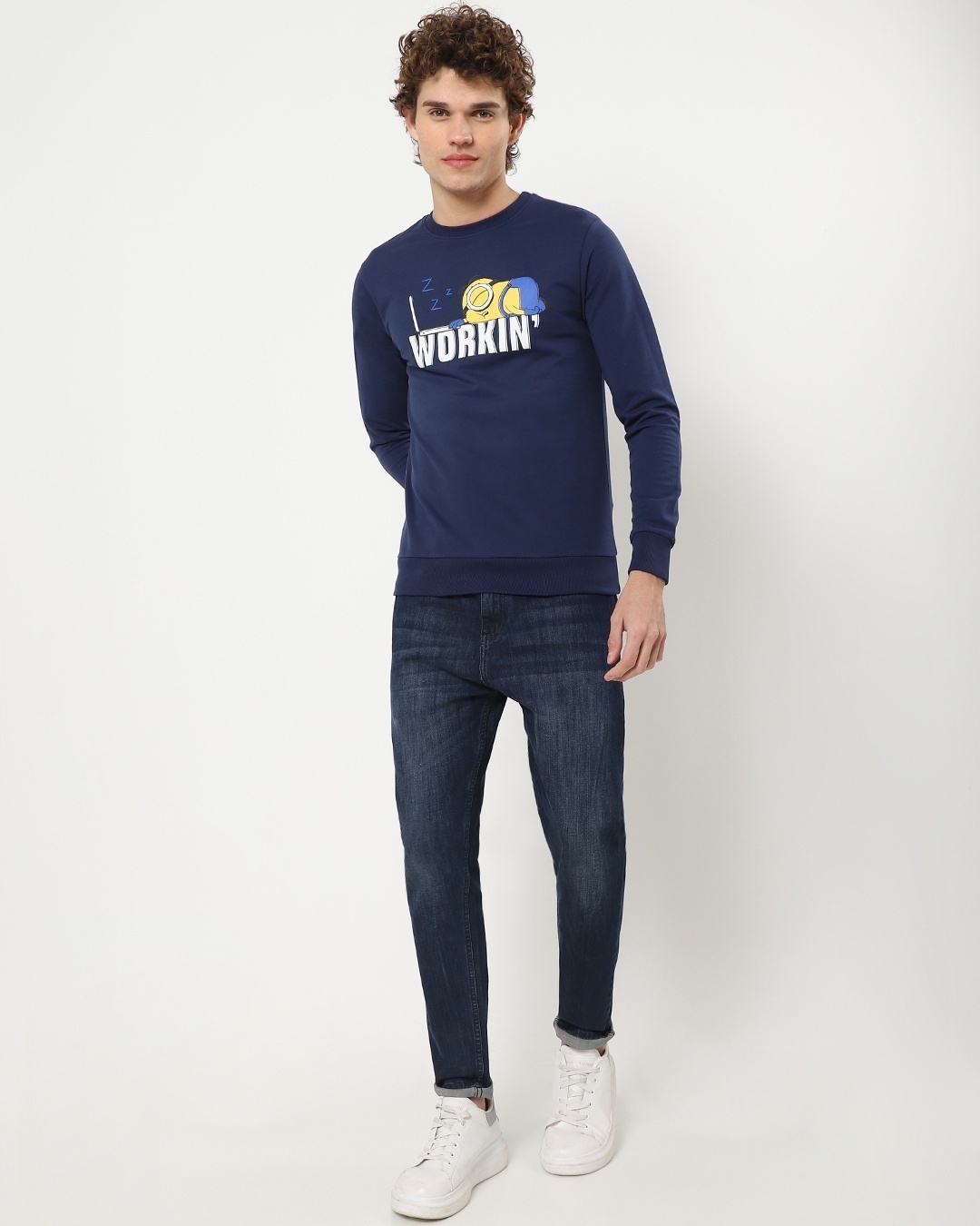 Shop Men's Navy Workin Typography Sweatshirt