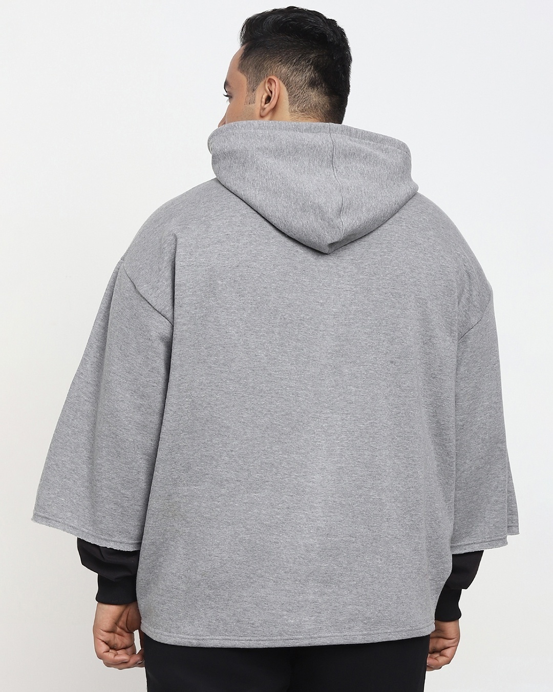 Shop Men's Grey No Mad Typography Super Loose Fit Plus Size Hoodie-Design