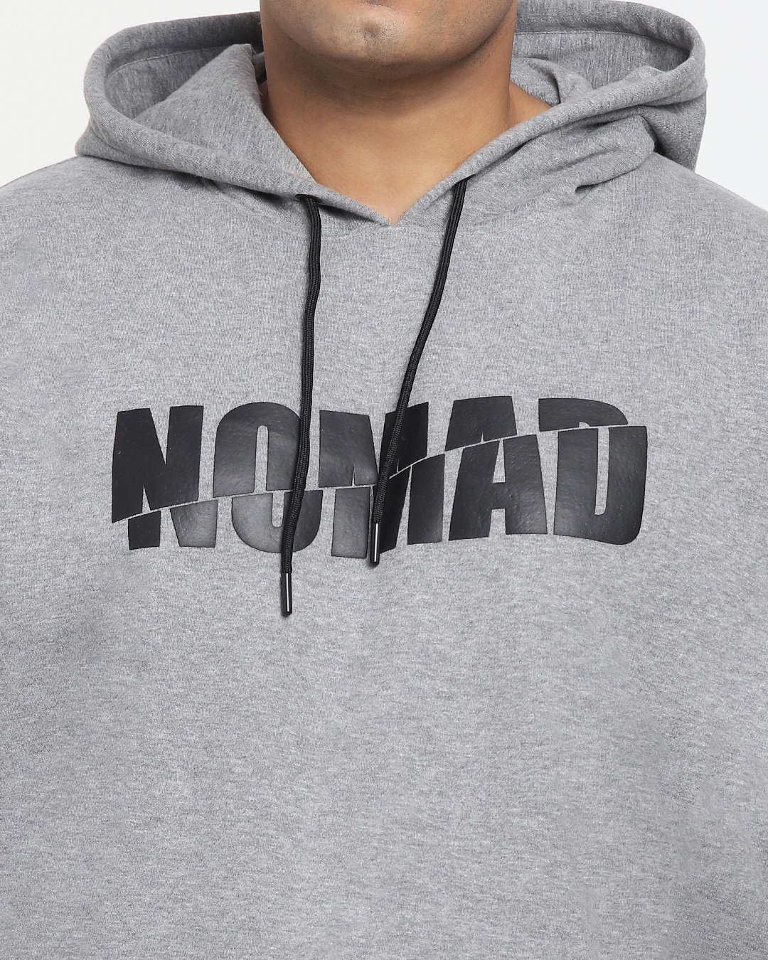 Shop Men's Grey No Mad Typography Super Loose Fit Plus Size Hoodie