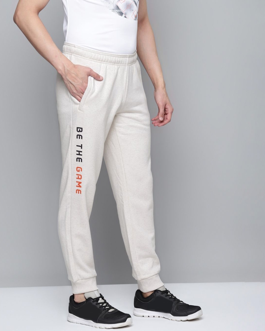 Shop Men's Off White Slim Fit Solid Joggers-Design
