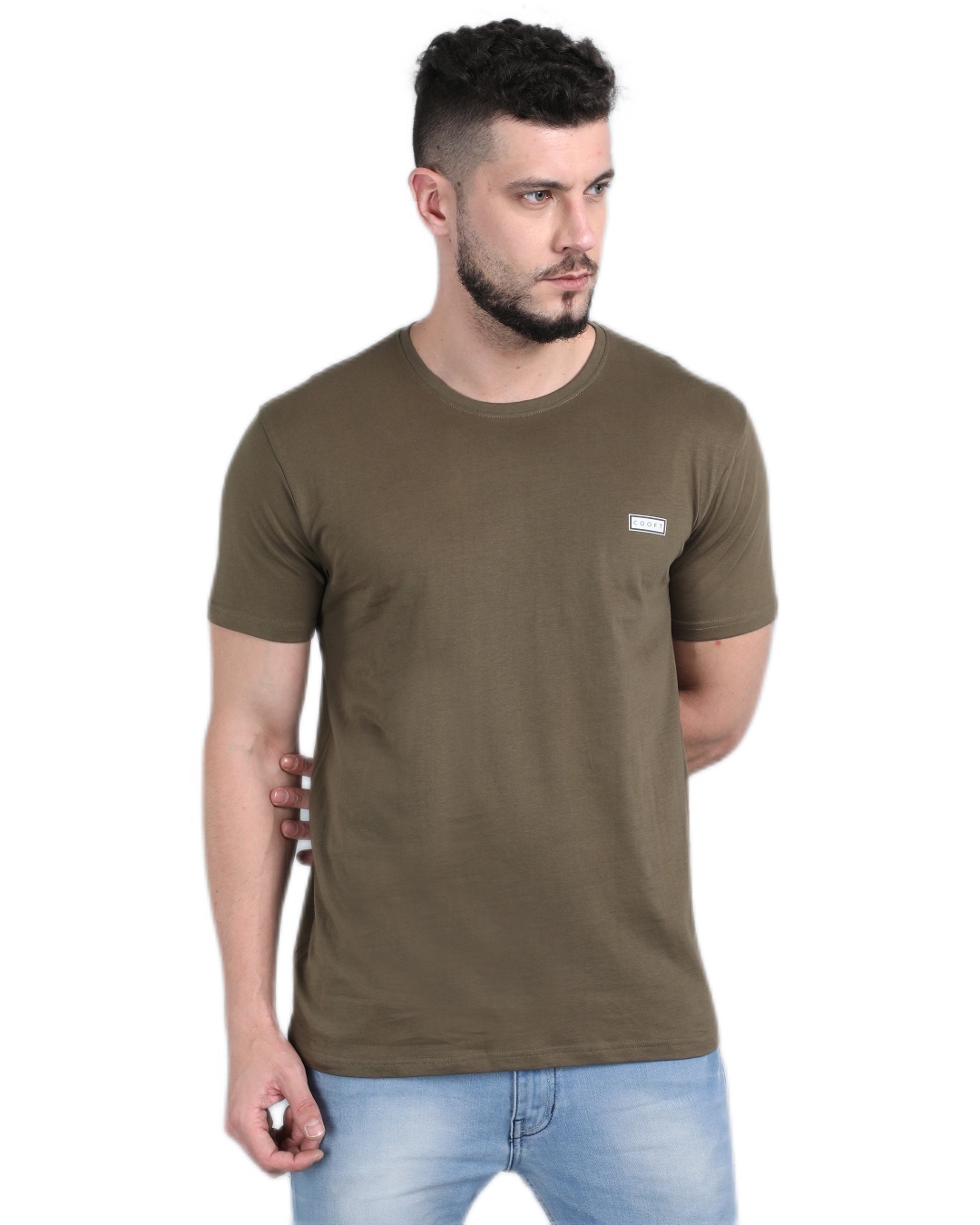 Shop Men's Olive Casual T-shirt-Front
