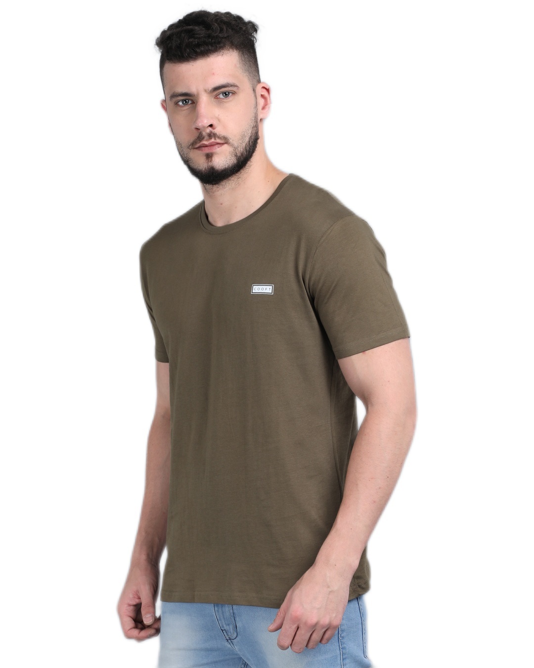 Shop Men's Olive Casual T-shirt-Back