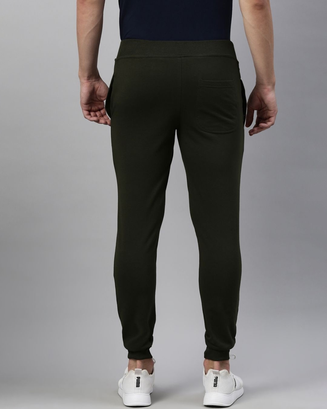 Buy Men's Olive Embroidered Slim Fit Joggers for Men Green Online at ...