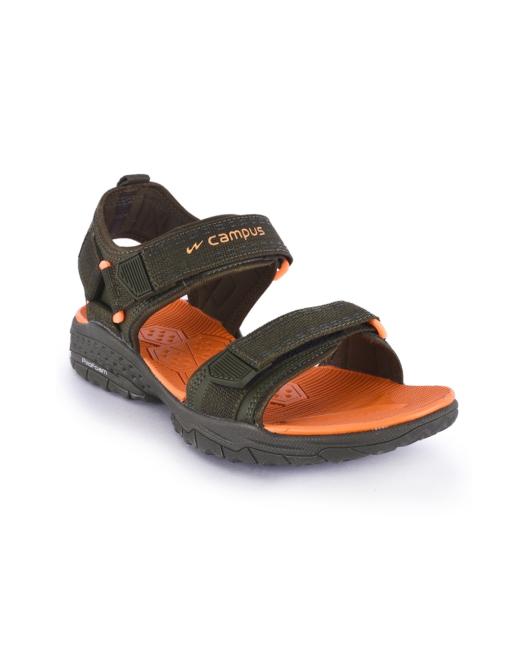 Shop Men's Olive & Orange Self Design Sandals-Front