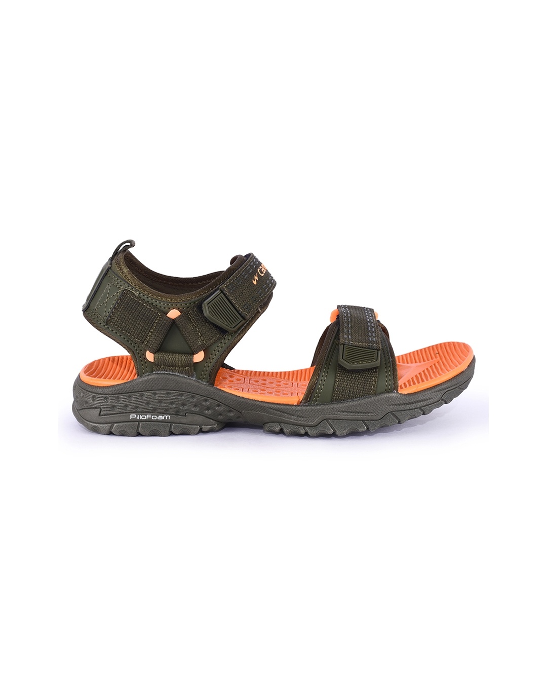 Shop Men's Olive & Orange Self Design Sandals-Back