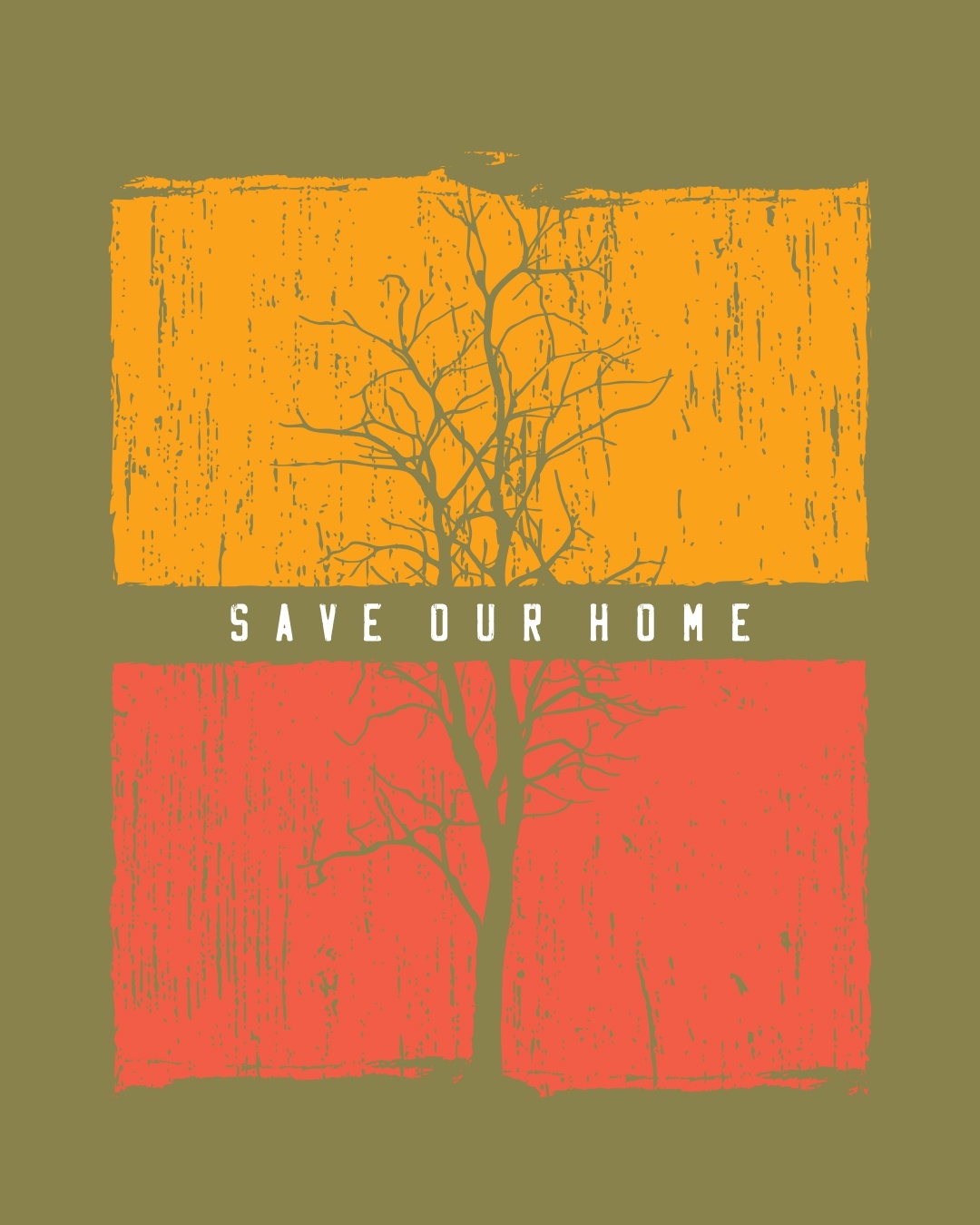 Shop Men's Olive Save Our Home Hoodie T-shirt-Full