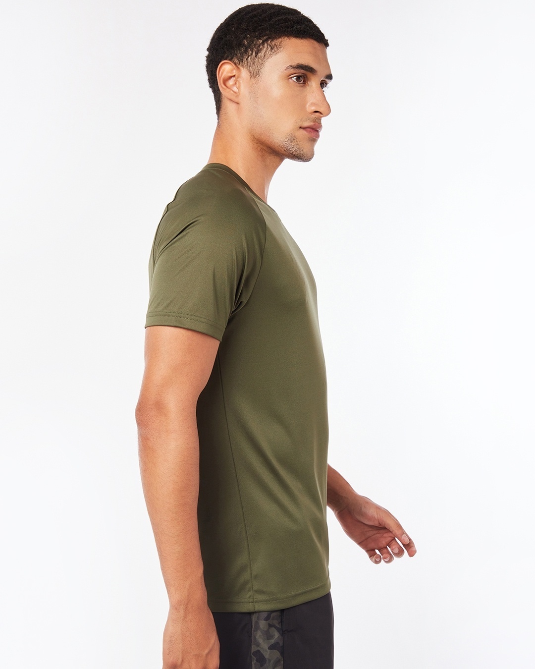 Shop Men's Olive Training Slim Fit T-shirt-Back
