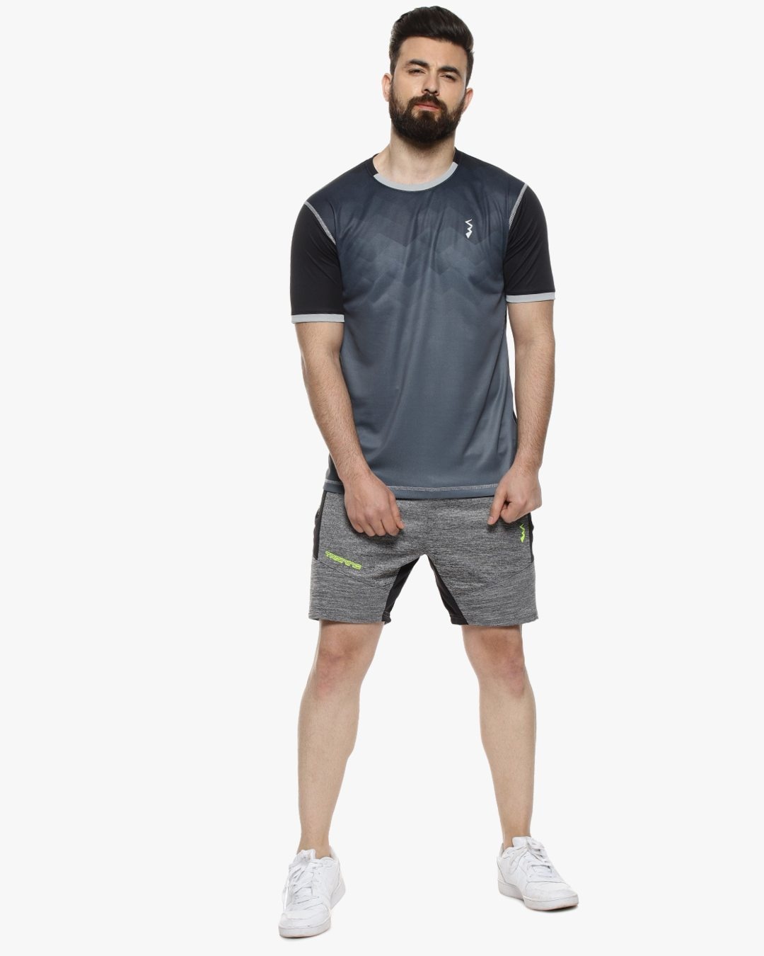 Shop Men's Ombre Round Neck Black Sports T-Shirt-Full