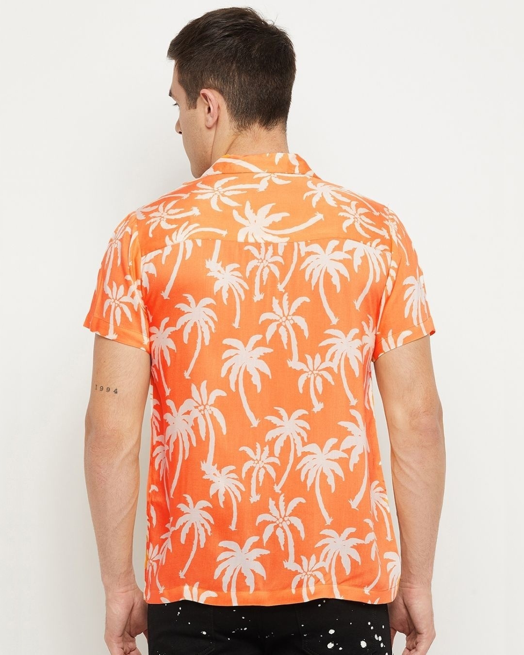 Shop Men's Orange All Over Palm Trees Printed Shirt-Design