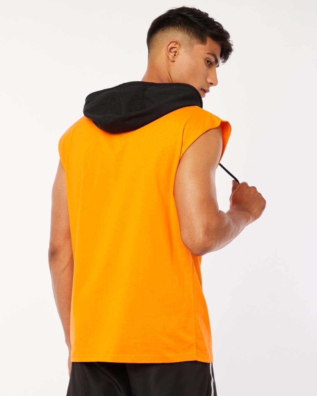 Shop Men's Orange Alpha Oversized Typography Hooded Vest-Design