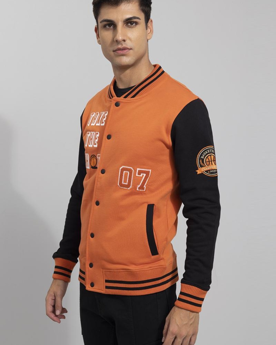 Orange and outlet black letterman jacket