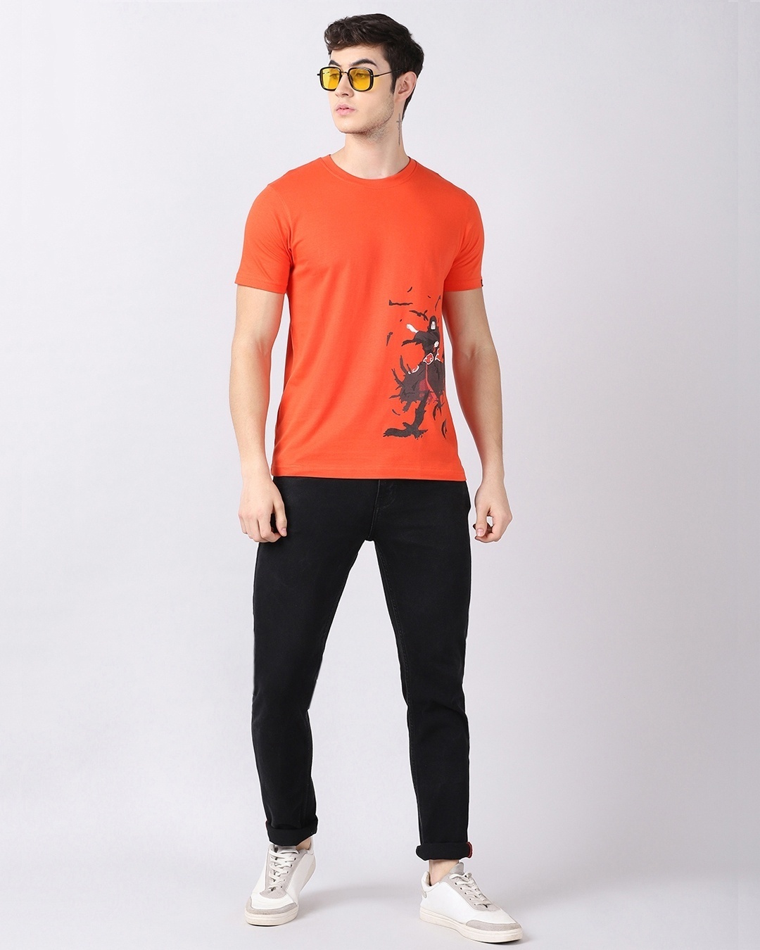 Shop Men's Orange Anime Itachi Uchiha Naruto Graphic Printed T-shirt