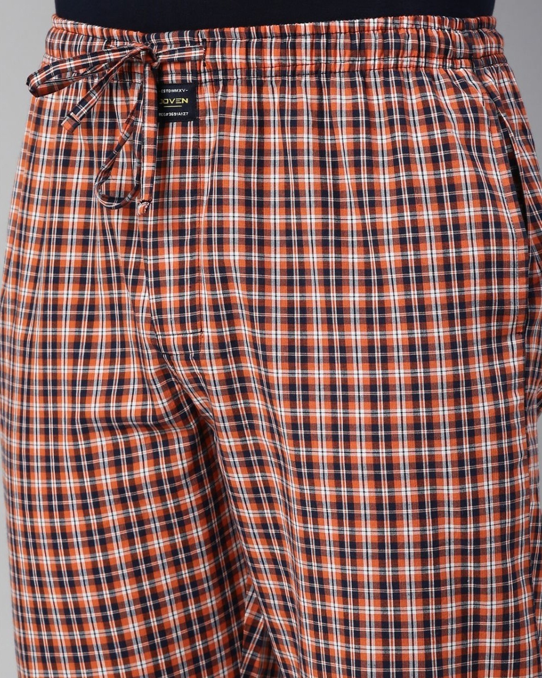 Shop Men's Orange & Blue Checked Cotton Pyjamas