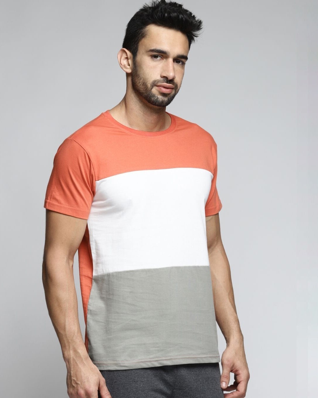 Shop Men's Orange Colourblocked T-shirt-Design