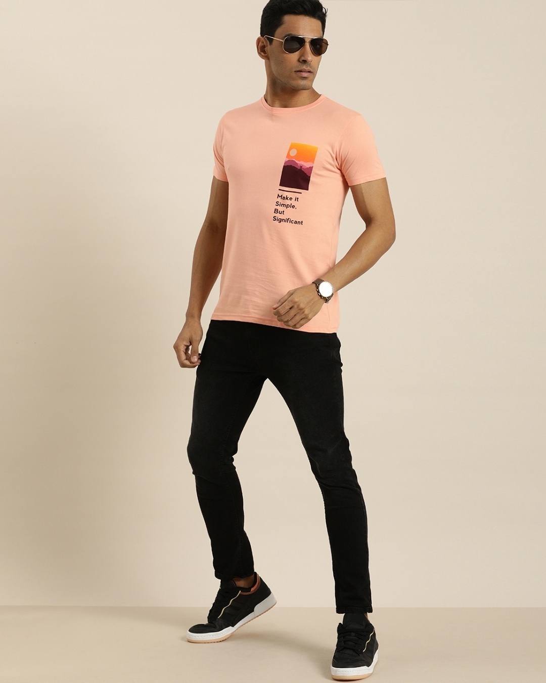 Shop Men's Orange Graphic Print T-shirt