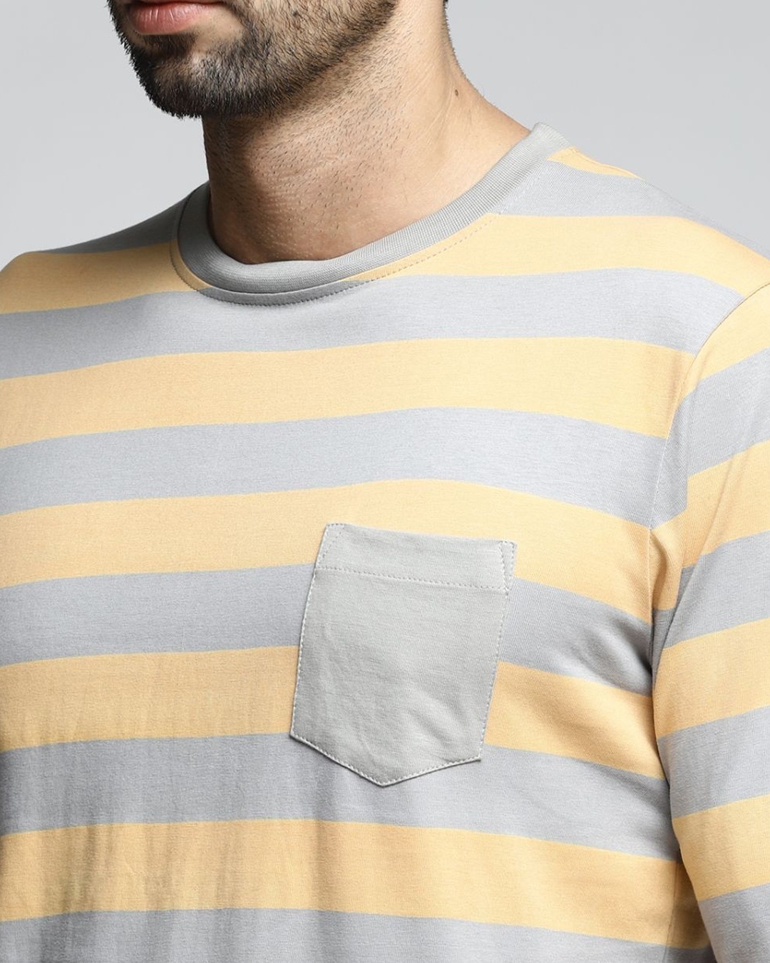 Shop Men's Orange & Grey Striped T-shirt