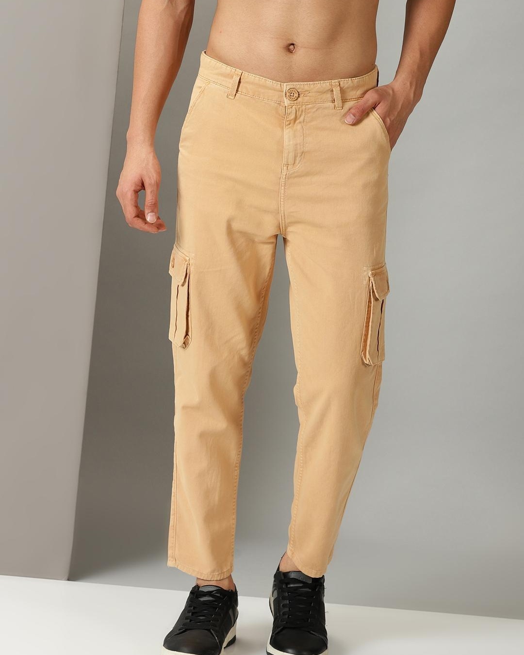 men s orange relaxed fit cargo trousers 585702 1680250968 1