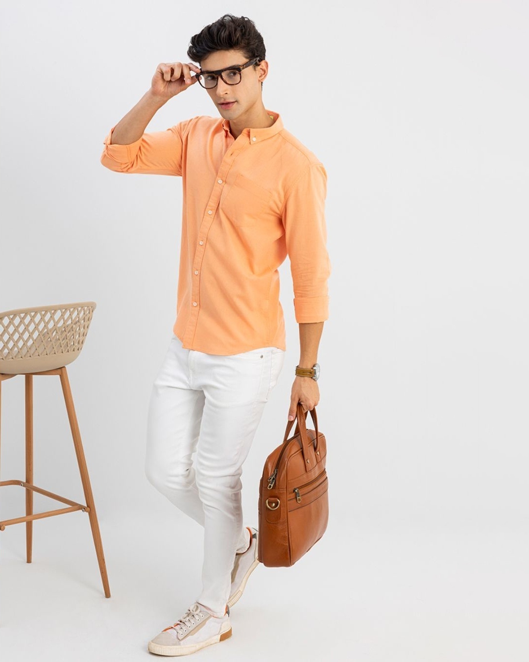 Shop Men's Orange Slim Fit Shirt-Full