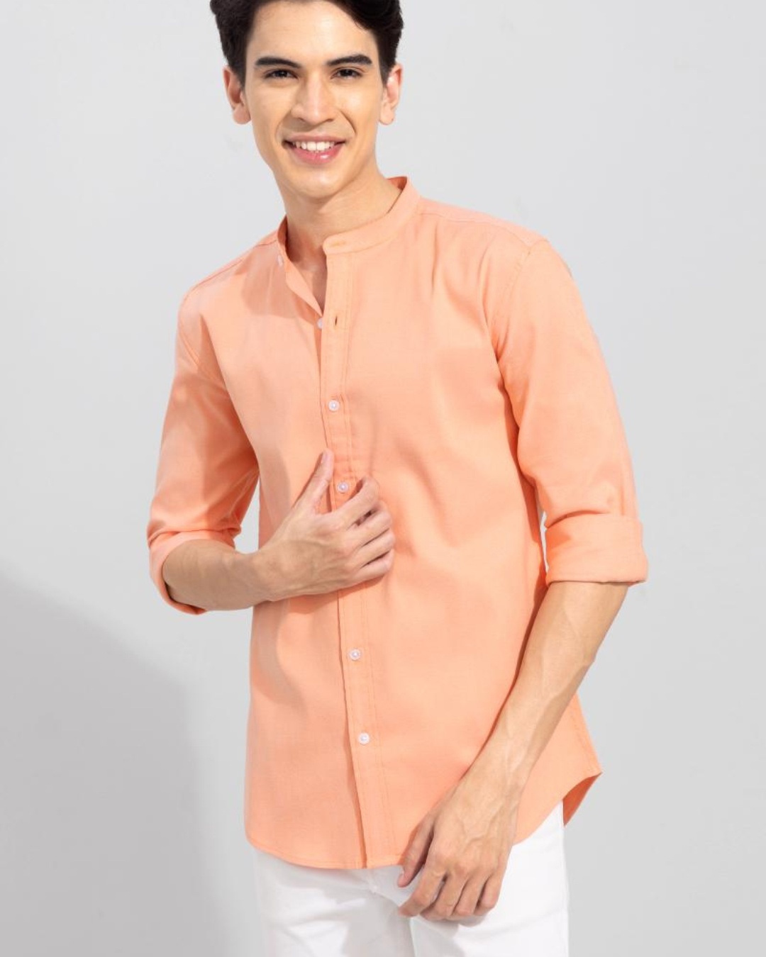 Shop Men's Orange Slim Fit Shirt-Front