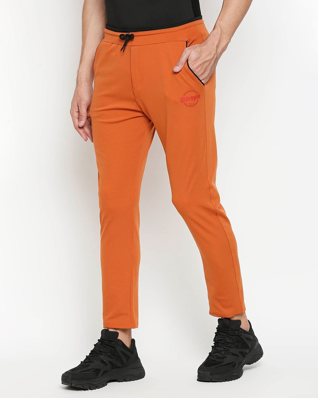 Shop Men's Orange Solid Regular Fit Trackpant