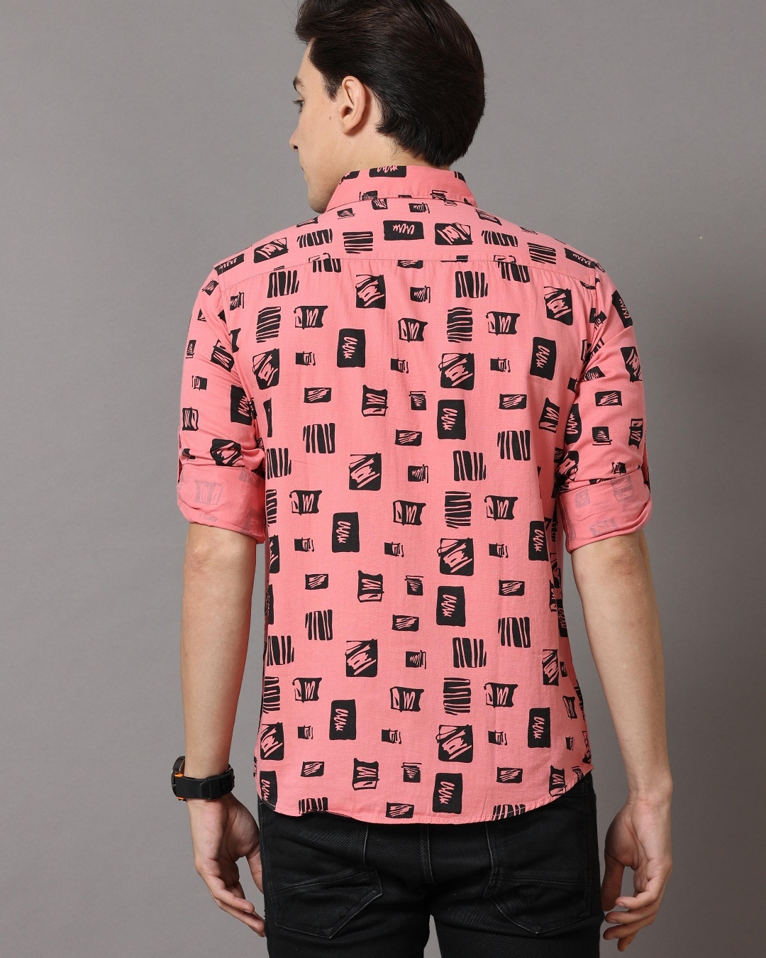 Buy Mens Pink Abstract Printed Slim Fit Shirt For Men Pink Online At Bewakoof 5109